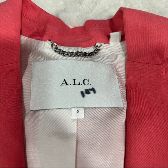 A.L.C. Size 0 Coral Donovan Linen Blend Blazer Jacket Preppy Heritage Old Money - Picture 6 of 14